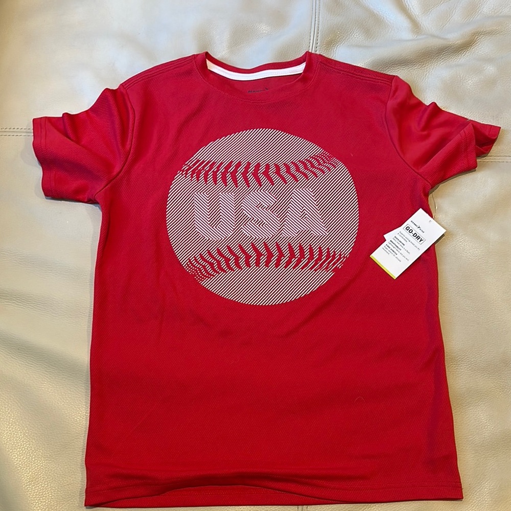 Old Navy Red Baseball Graphic Short Sleeve Tee
